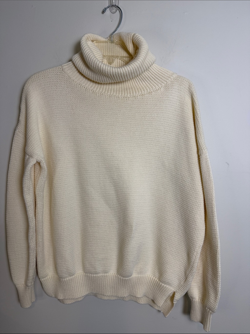 EMERSON FRY Oversized Organic Cotton Knit Turtleneck Sweater, Cream | Sz XS